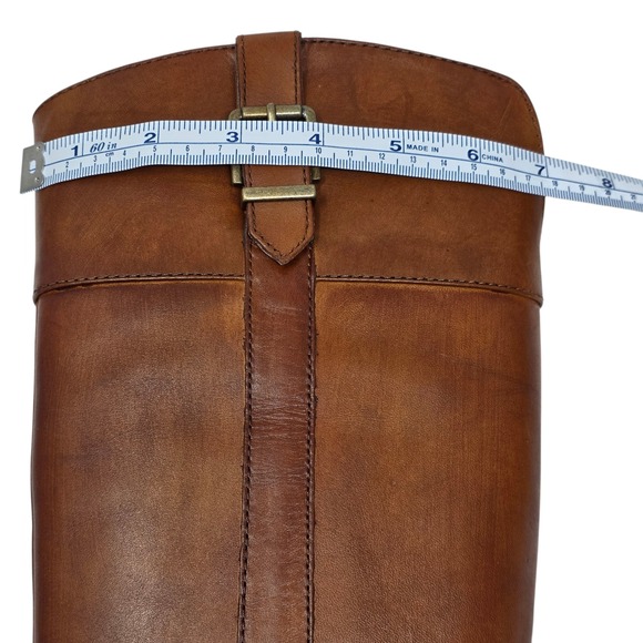 INC Riding Boots Cognac‎ genuine Leather Buckle Zip Women 5M equestrian style - Picture 7 of 8